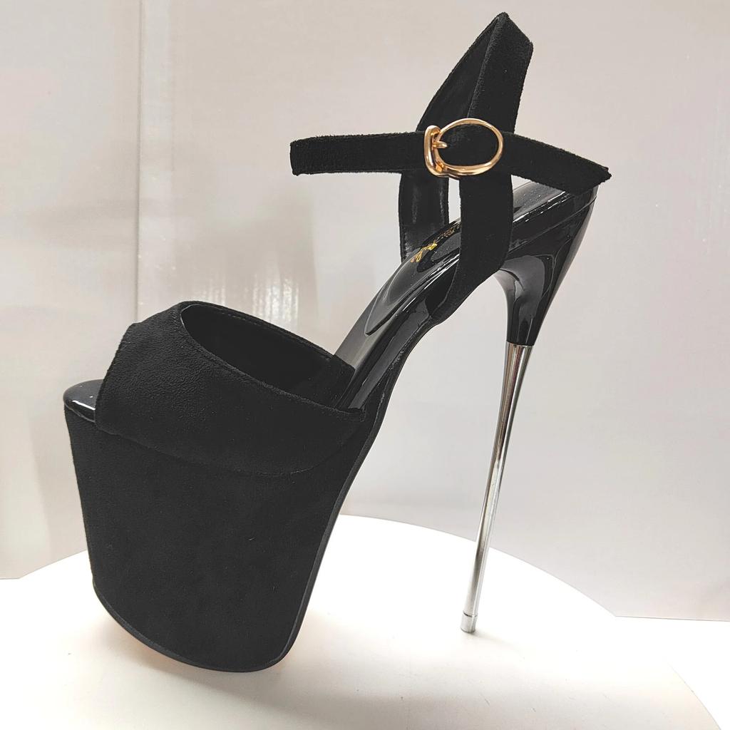 Fashion Women Shine Electroplated Heel Sandals Pole Dance Shoes Sexy Stripper Nightclub High Heels 19CM Exotic Models Shows