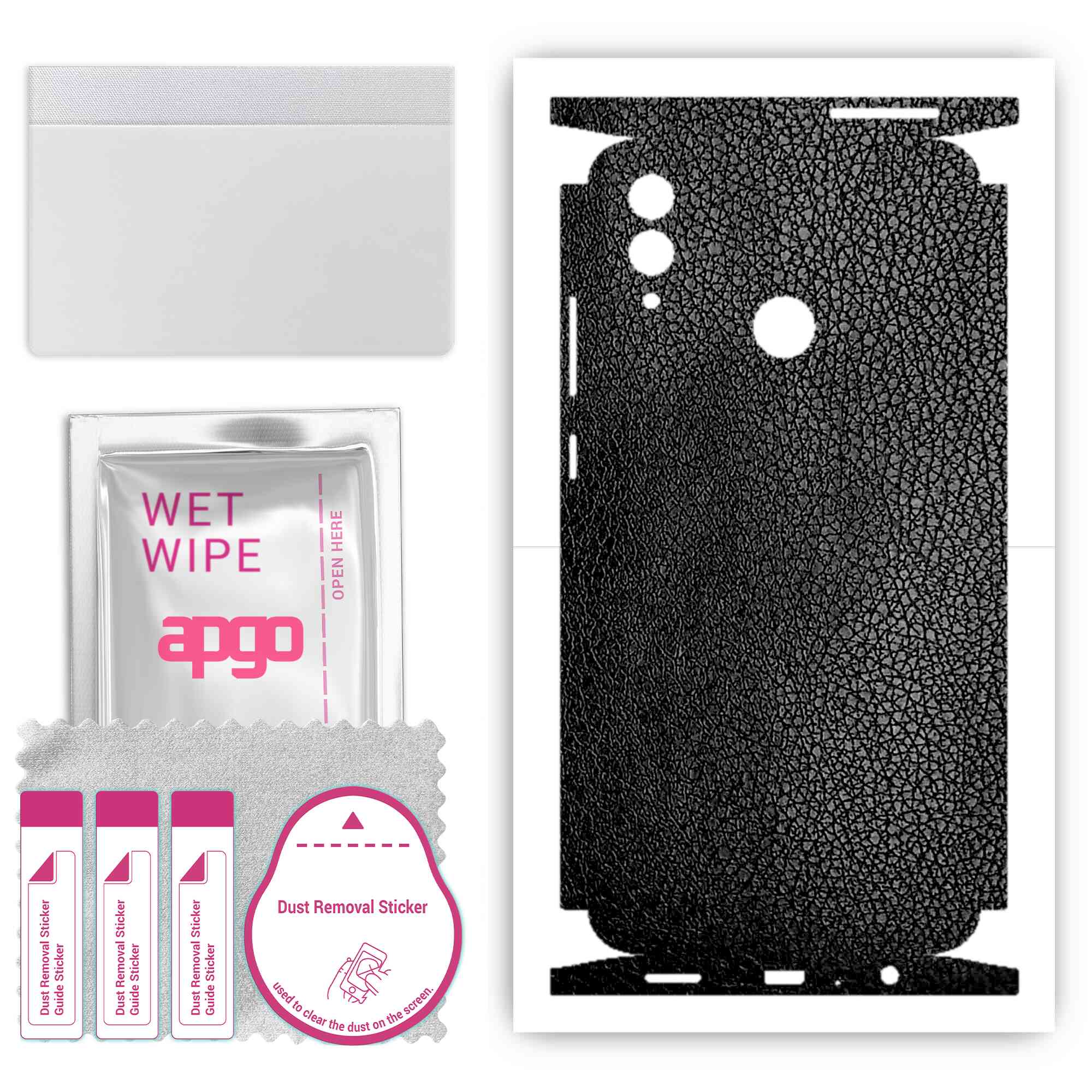 

Apgo Protective Skin Sticker for the back+sides compatible with Honor 10 Lite, Full Wrap Film, Foil, Vinyl - Pattern Black Leather