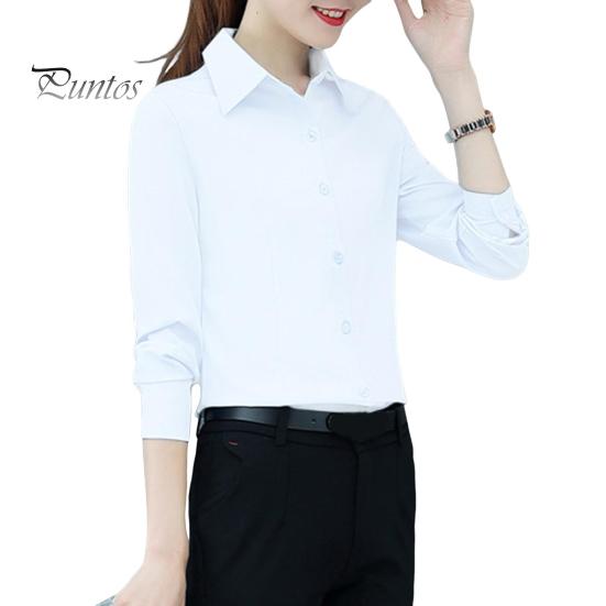 

Женская рубашка с лацканами, длинным рукавом, застежкой на пуговицы, однотонная приталенная рубашка для офиса, рабочая одежда S белый