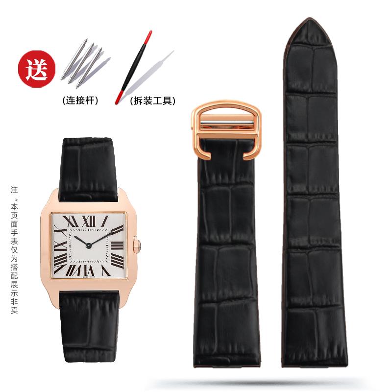 18mm Uhrenarmband 21mm für Car-tier Uhr W2006951 WH100751 Sandoz Santos Mechanisches Rindsleder mit Stahl-Kopf-Endglied Genarbtes Armband