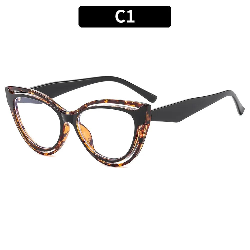 New Fashion TR90 Cat Eye Women Anti Blue Light Glasses Frame Retro Men Optical Luxury Eyewear