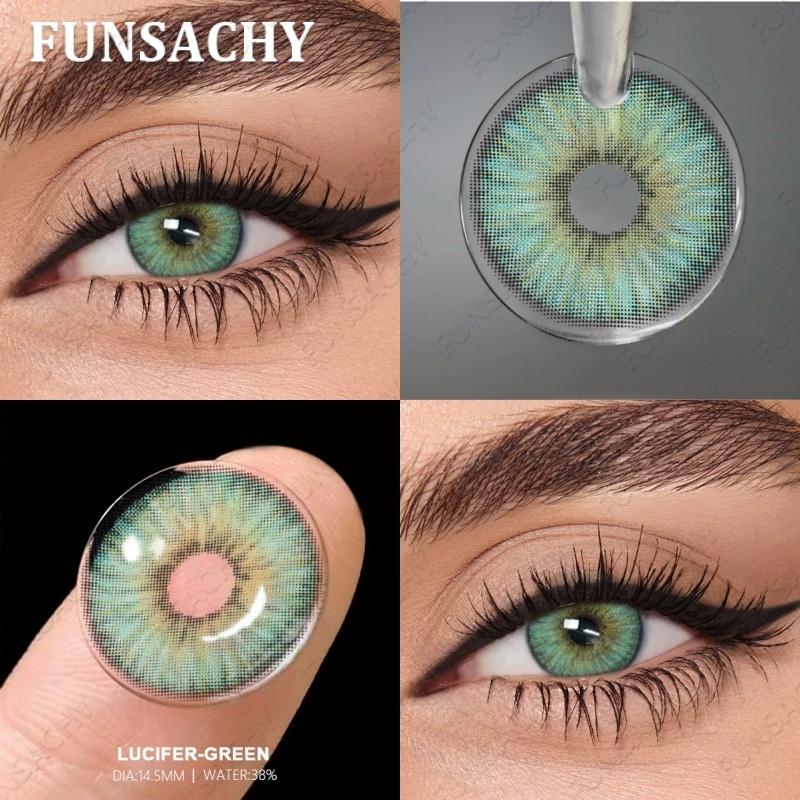 FUNSACHY 1 Pair Gray Color Contact Lenses Brown Natural Lens for Eyes Green Fashion Beauty Pupils Yearly Eye Makeup Accessories