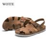 2024 New Summer Men's Cork Sandalas Suede Leather Mule Clogs Slippers Man Soft Cork Two Buckle Beach Slides Footwear For Men