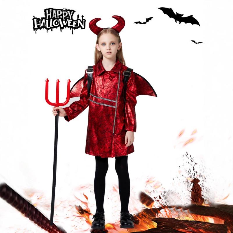 Nový halloweenský punkový kostým Imp kostým pro hraní rolí Ďábel Satan dětské pódiové vystoupení