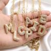 Trendy Copper Inlaid Zircon Balloon Letter Pendant Necklace for Women