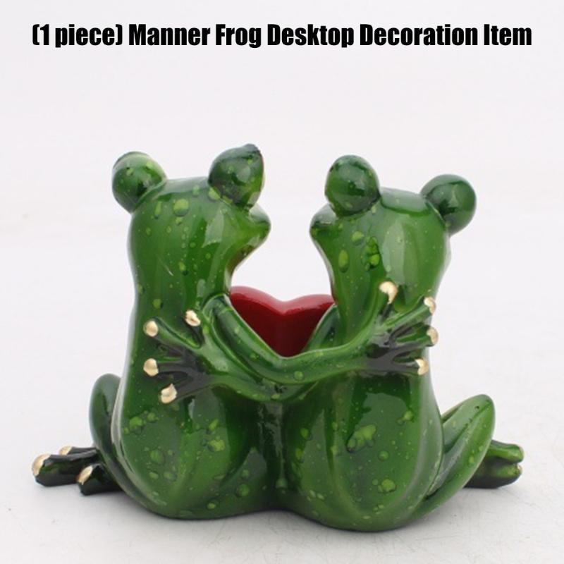 Frogs Statue for Garden Decors Green Frogs Figurines Resin Animal Sculptures Desk Ornament Collectible Gift Women Men