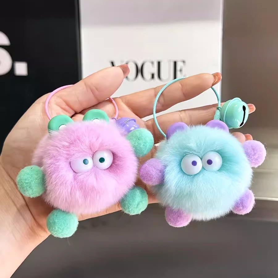Imitation Rex Rabbit Fur Keychain Plush Pendant Trinkets Plush Briquettes Bag Car Pendant Key Chain