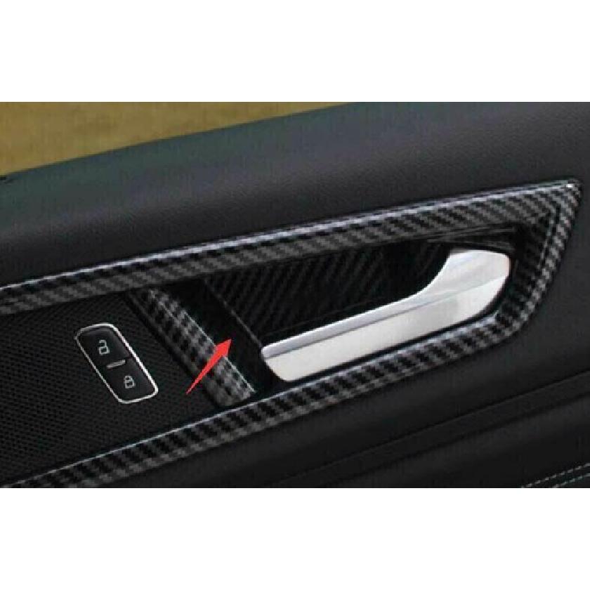 Inner Door Bowl Sticker Cover Trim 4* For Ford Edge 2015- ABS Carbon Fiber