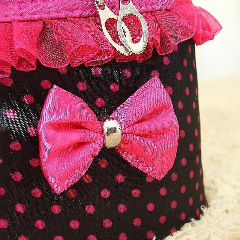 1Pcs Dot Bowknot Women Lace Patchwork Organizer Bag Makeup Cases Female Lace Cosmetic Bag Waterproof Cosmetic Pouch Home
