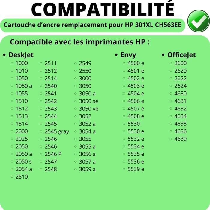 Cartouche d'encre - HP - 301XL - Noir - Compatible avec plusieurs modèles - XL