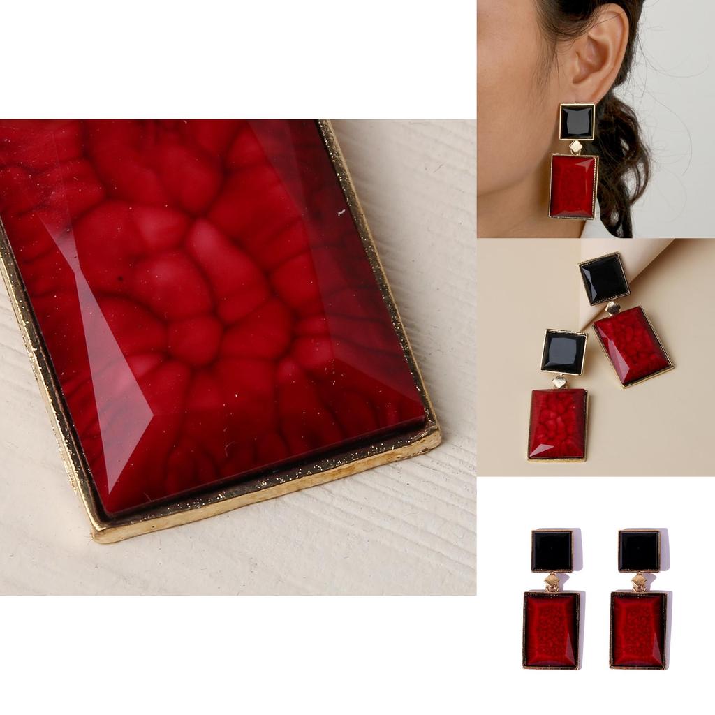 Boho Geometric Resin Earrings With Rhinestones For Women Retro Festival Jewelry