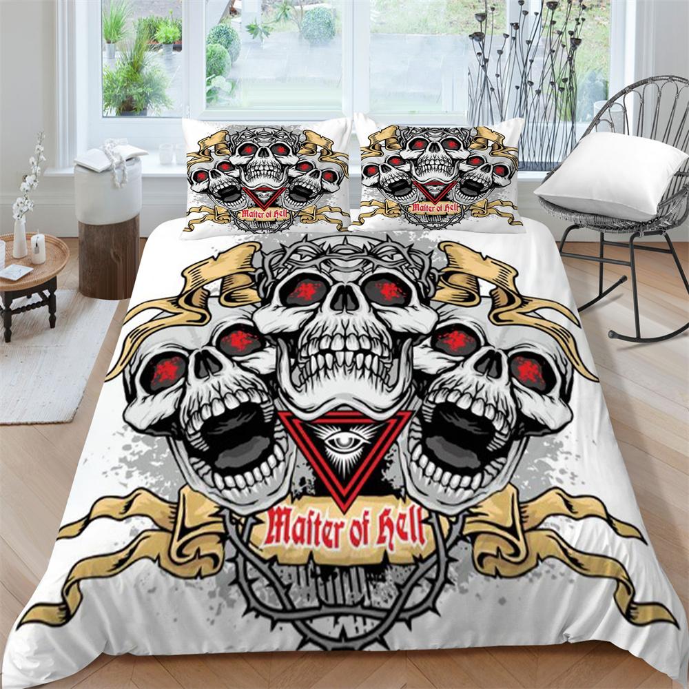 3D Skull Print Bed Suit Bedding Quilt Cover Home Bedclothes Kids Gift Microfiber Comforter Breathable Duvet Cover