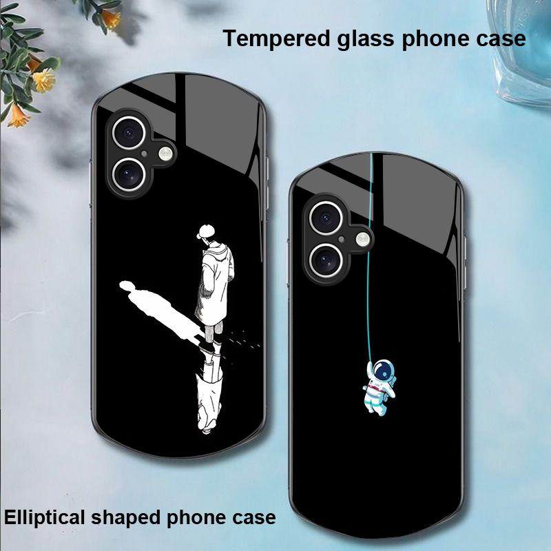 Funny Devil Eyes For Apple IPhone 16 11 13 15 14 Pro Max 12 Mini 7 8 Plus XR X XS Elliptical Shaped Tempered Glass Phone Case