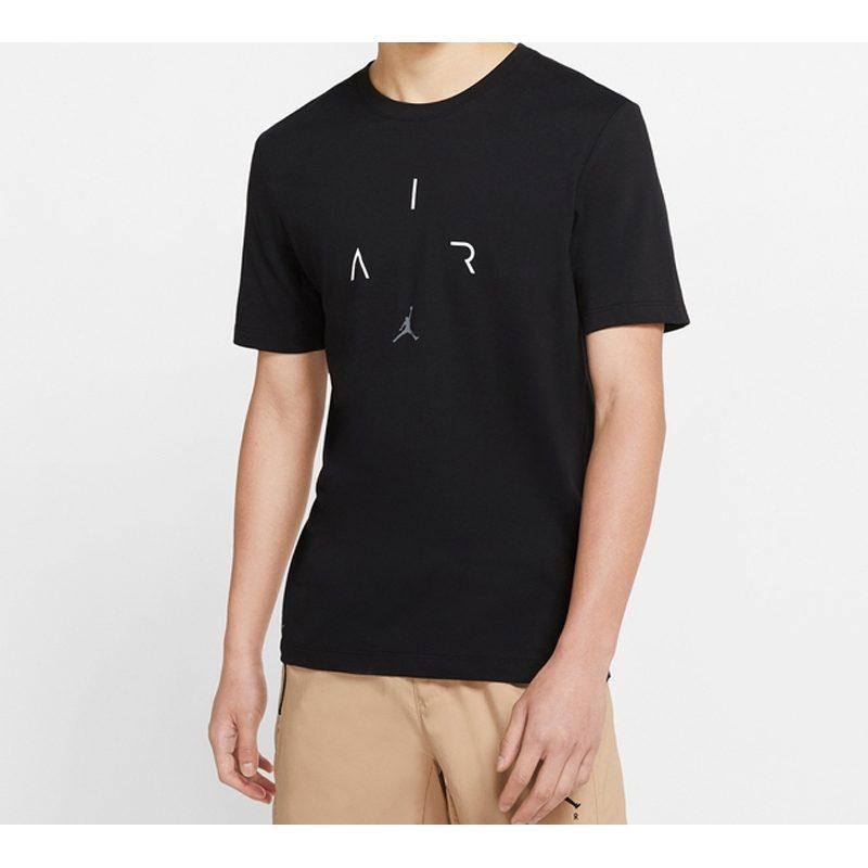 Jordan Air T Shirts Men's Black Crew Neck Moderate Straight Fit CN3576-010