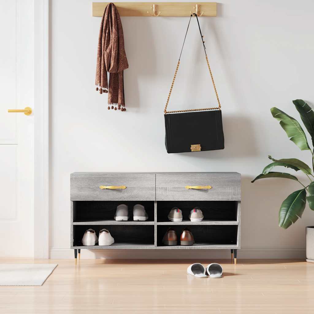 Shoe Bench Gray Sonoma 102x35x55 cm Particleboard