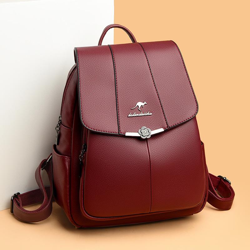 Schoolbag Casual Backpack Women's 1011 New Versatile Large-capacity Atmospheric Soft Leather Women's Backpack Outdoor Travel Bag