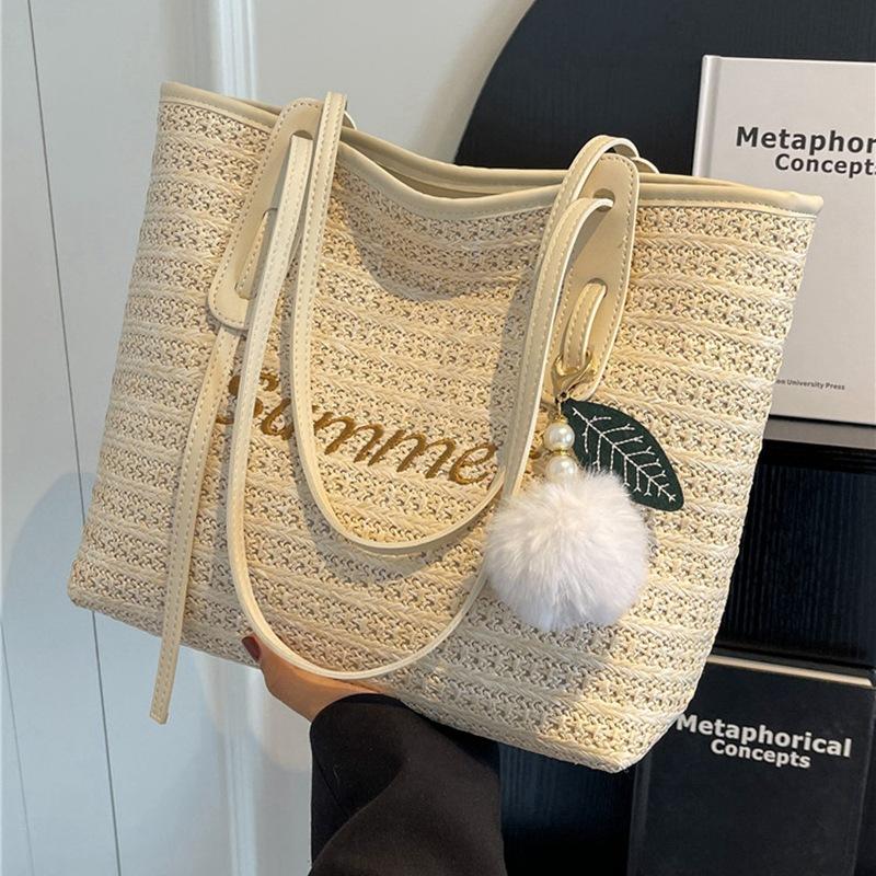 Gewebte Tasche Damen Tasche Strohtasche Tragetasche Vielseitig Große Kapazität Schulter Handtasche