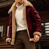 Male Jacket Turn-down Collar Pockets Polyester Zipper Closure Winter Coat for Outdoor