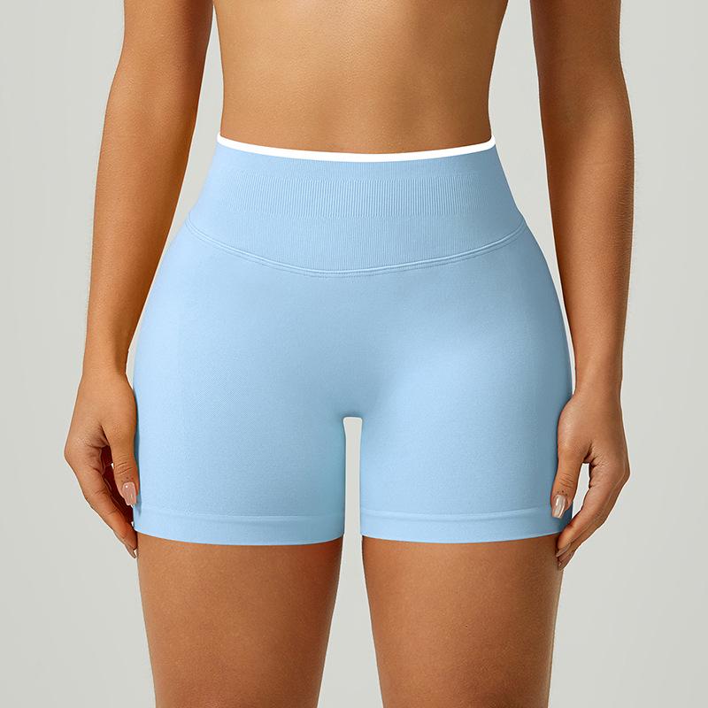 Color Block Seamless Yoga Shorts - High Waist, Butt Lifting, Fitness & Running XS