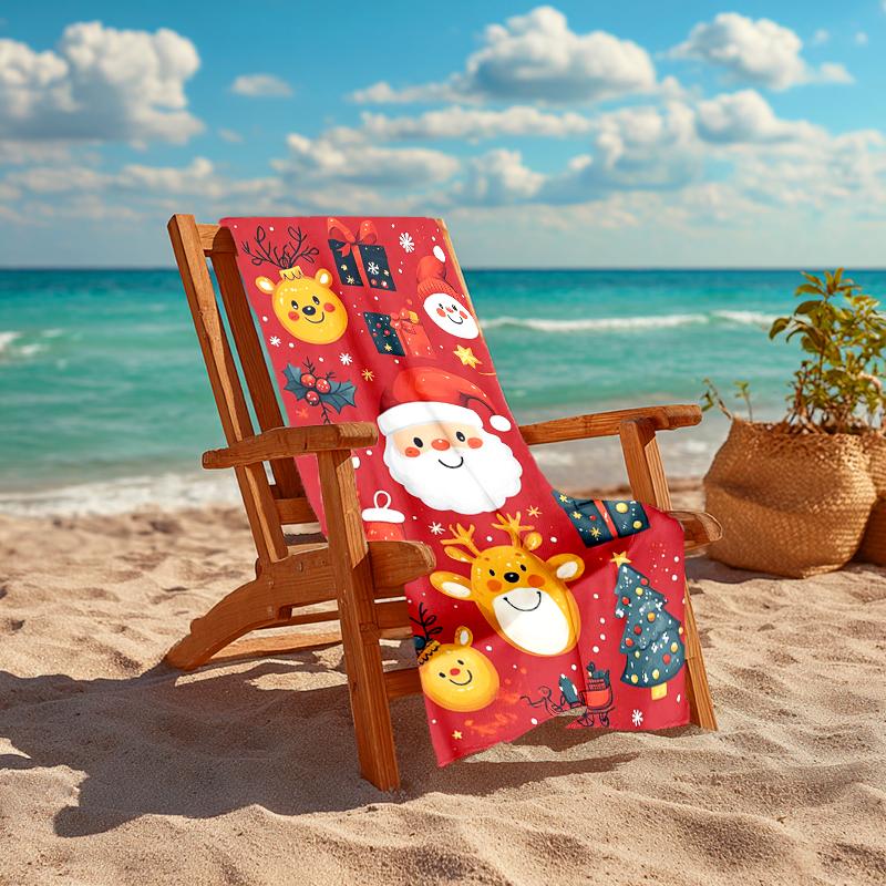 Ultra-Soft Beach Towel with Christmas Theme,Ideal for Pool - Camping, Diving - Perfect Travel Essential, Vibrant Beach Towel.