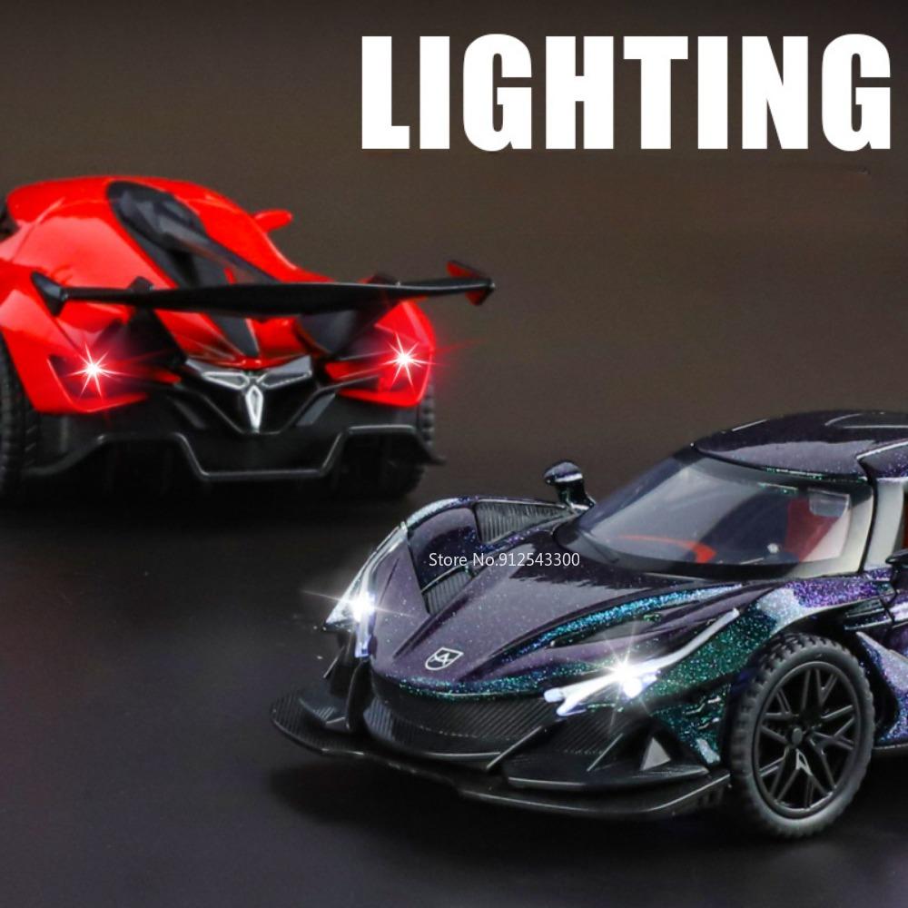 1:32 Apollo Ie Evo Racing Car Model Toy Music Light Pull Back Super Car Doors Opened Metal Diecast Vehicle Models For Kids Gift