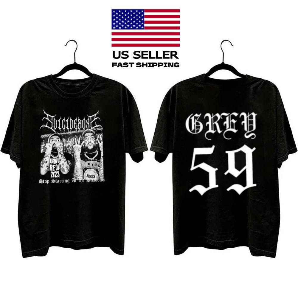 Unisex shirt Cotton Oversize Large Size Suicideboys Street Style Grey 59 Grey Day Tour 2025 Music Concert