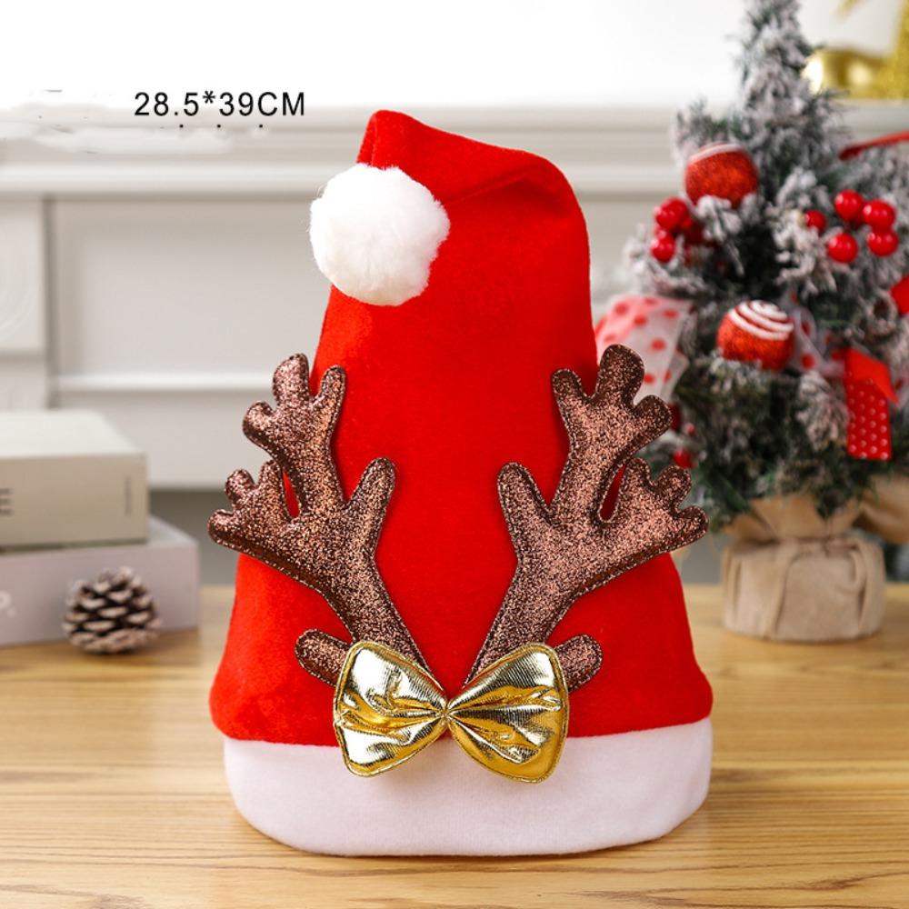Snowman Plush Reindeers Antlers Hat Polyester Xmas Arts Hats Christmas Hat  Xmas Gift