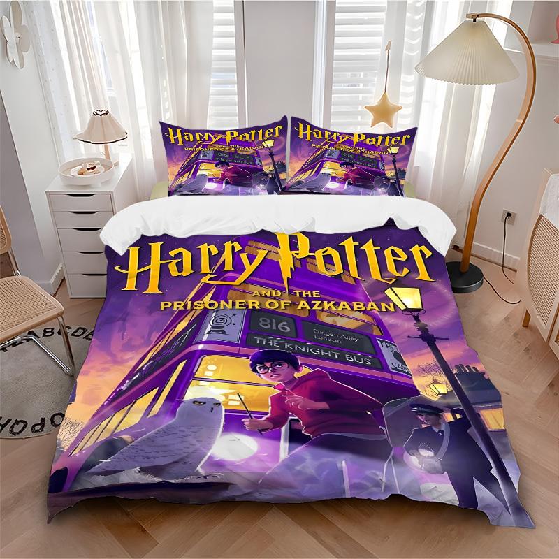 

3pcs Harry Potter Bedding Set, Soft Polyester Duvet Cover and Pillowcases Machine Washable Seasons all suitable 45 135x200cm