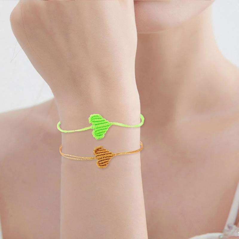 Romance Hemps Cord Bracelets Bohemian Braided Heart Pattern Unisex Love Tokens Handcrafted Couple Jewelry Accessory
