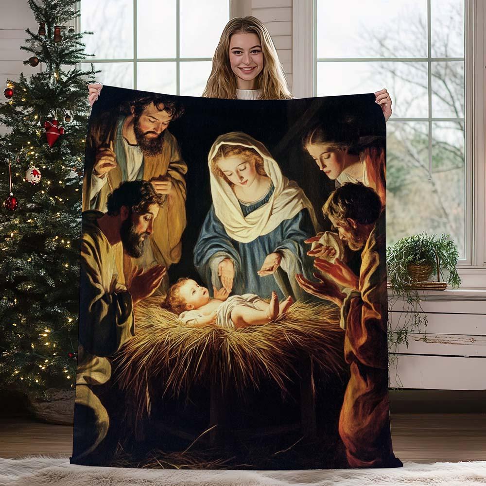 Christmas vintage snowman digital-printed polyester Bedroom velvet flannel cover blanket Fleece sofa cover blankets for beds