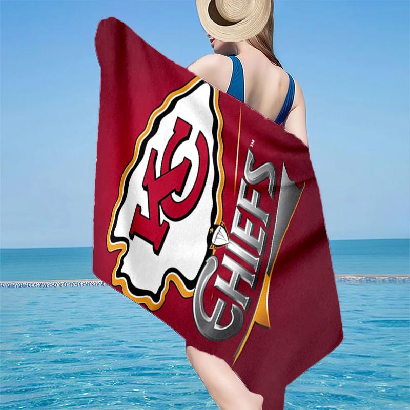 Kansas City Chiefs Logo Microfiber Beach Towel, Lightweight And Quick-Dry, for Summer Travel, Beach Essential, Swimming Pool