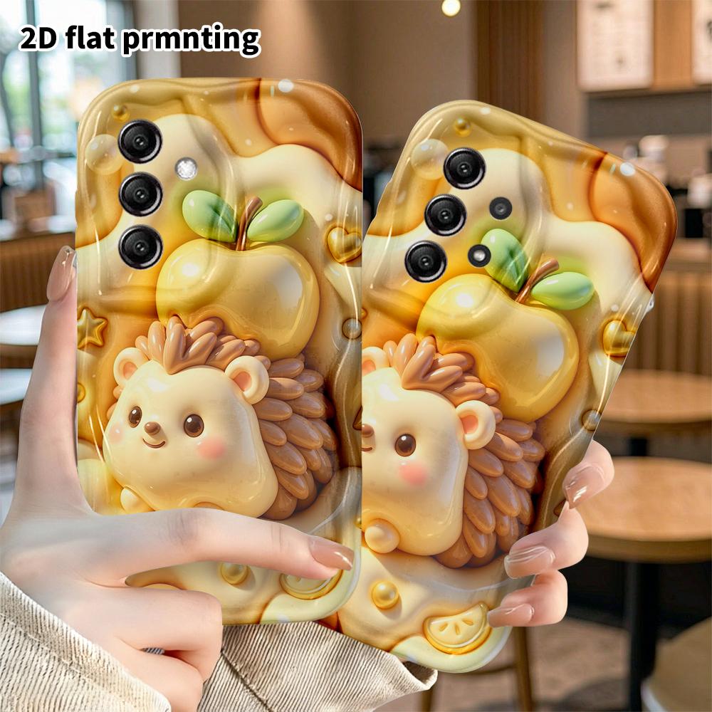 Phone Case: 2D flat design suitable for Samsung Galaxy A34 A35 M05 M06 S20 S22 S21 FE Plus 5G protective case, with a little Apple hedgehog on the bac