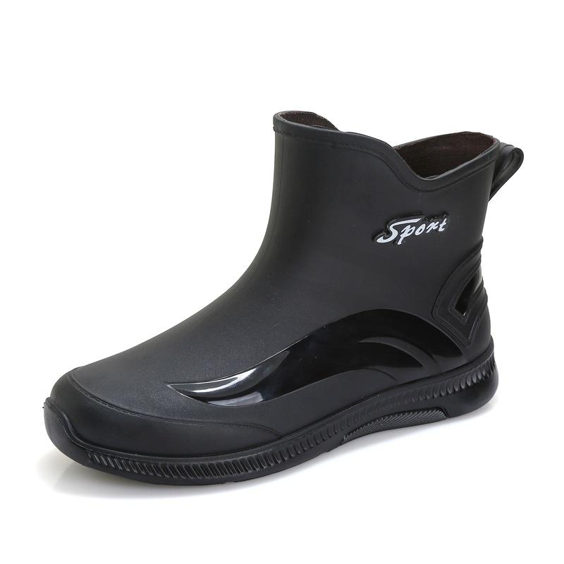 

New fashionable waterproof and non-slip kitchen water shoes, short tube thickened and wear-resistant takeaway car wash fishing rain shoes men 40 чорний