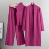 Primavera outono 3 peça feminina cardigan fatos de treino moda malha calça conjunto senhoras camisola terno moda vintage senhoras 3 peça conjunto