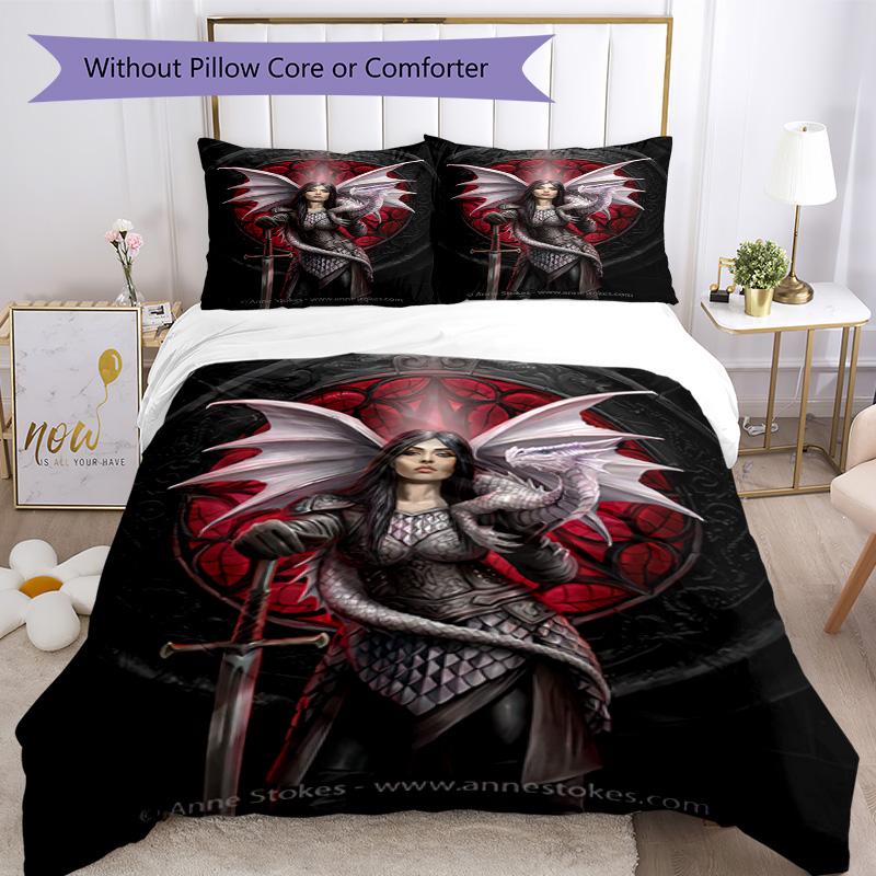 Gothic Style Bedding Set Breathable Duvet Cover with Pillowcases Decorative Bed Linen for Bedroom Home Decoration Birthday Gift