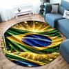 Brazil National Football Team Round Area Rug,Carpet Rug for Living Room Bedroom Sofa Playroom Decor,Non-slip Floor Mat