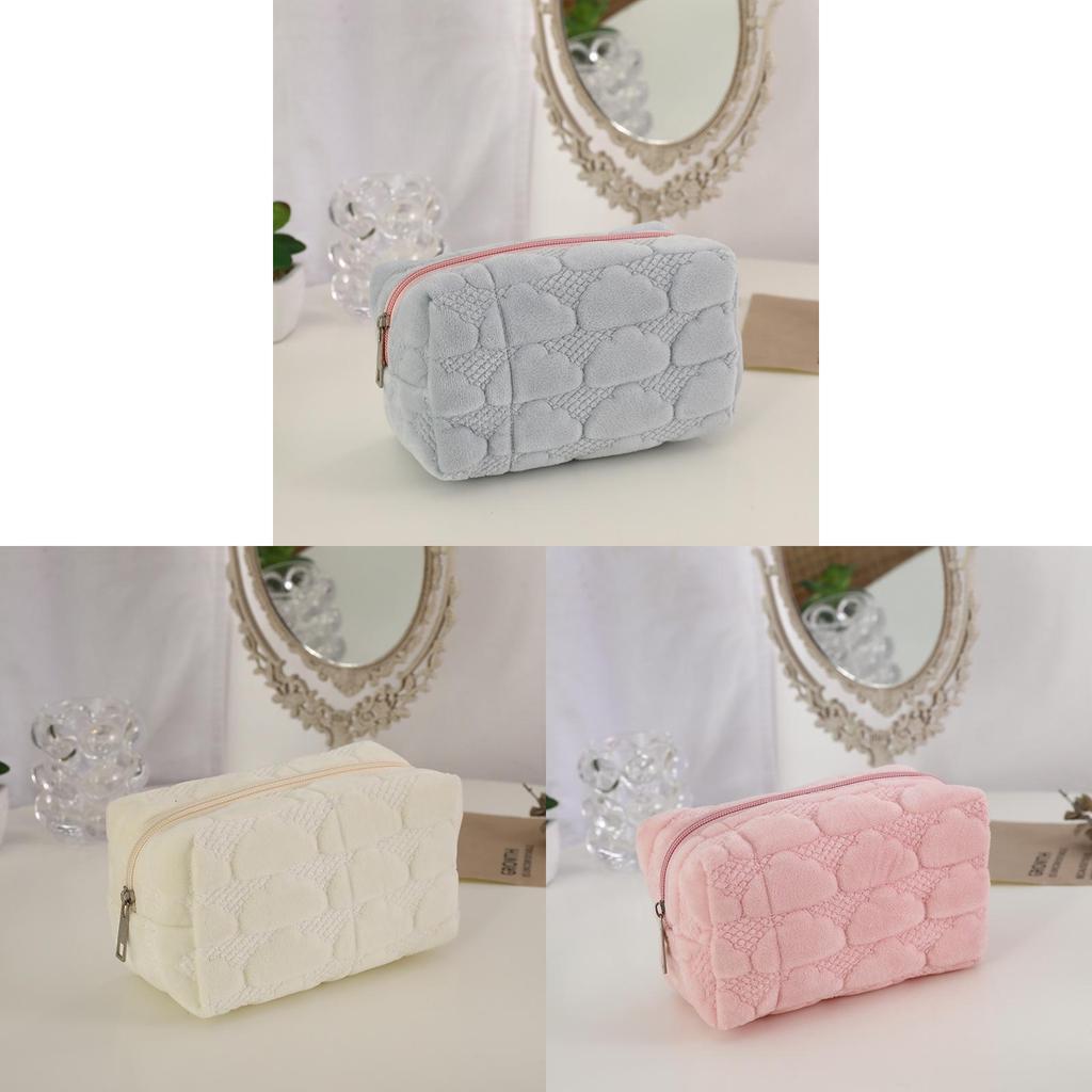Cloud Makeup Bag Portable Large Capacity Organizer With Short Plush Material For Women