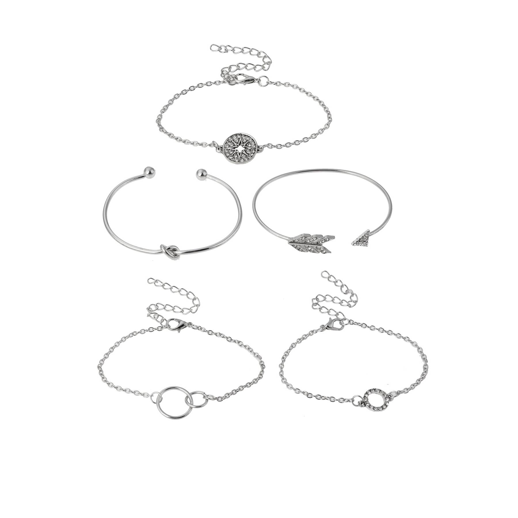 

Набор мульти-серебряных браслетов