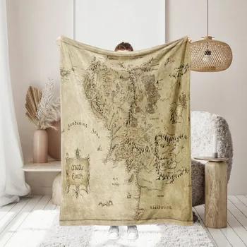 PC Middle Earth Map Print Soft SkinFriendly Warm Blanket for Four Seasons Thickened Cozy Throw for Home Office Use