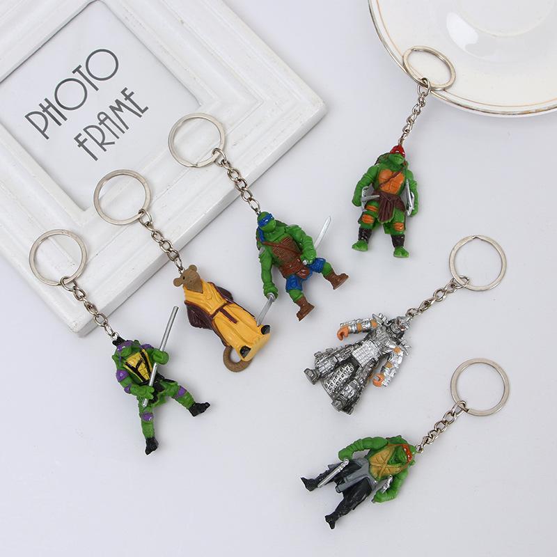 6pcs/set Teenage Mutant Ninja Turtles Keychain Anime Backpack Pendant Kawaii Car Keyring Decoration Cosplay Key Chain Toy Gift