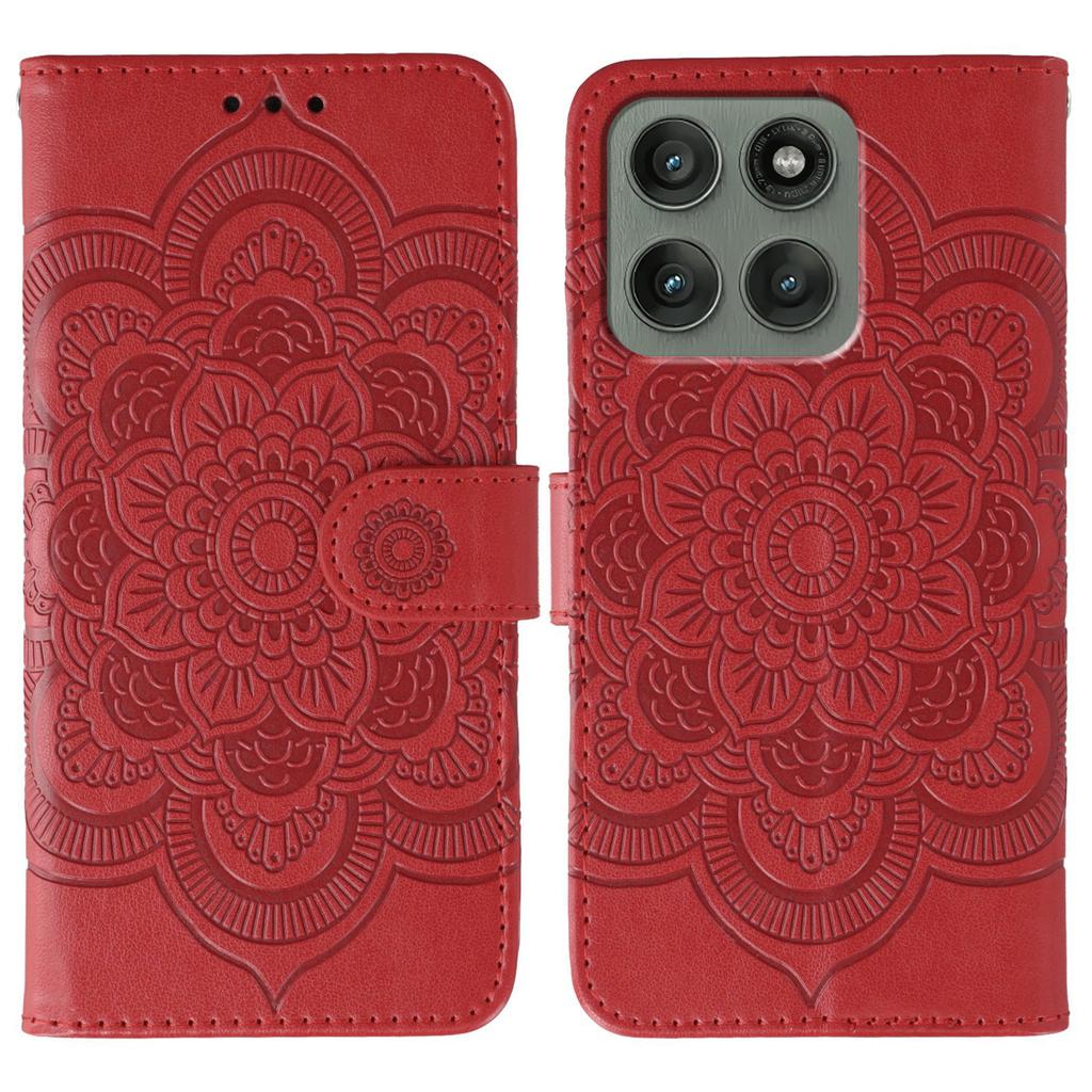 For Motorola Edge 60 Pro 5G Case PU Leather Mandala Imprinted Design Wallet Phone Cover