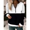 Womens V-Neck Half-Zip Long Sleeve Oversized Hoodie With Geometric Print Casual Comfort Fit 2025
