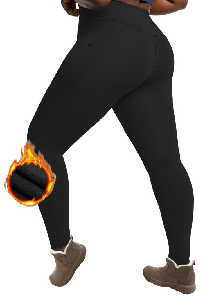 Plus Size Autumn and Winter Velvet Yoga Pants Women's High Waist Nine-point Fitness Winter Yoga Pants with Pockets