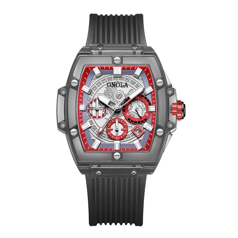 Custodia Trasparente Onola Orologio Quadrato Moda Luminoso Giovanile Studente Orologio da Uomo