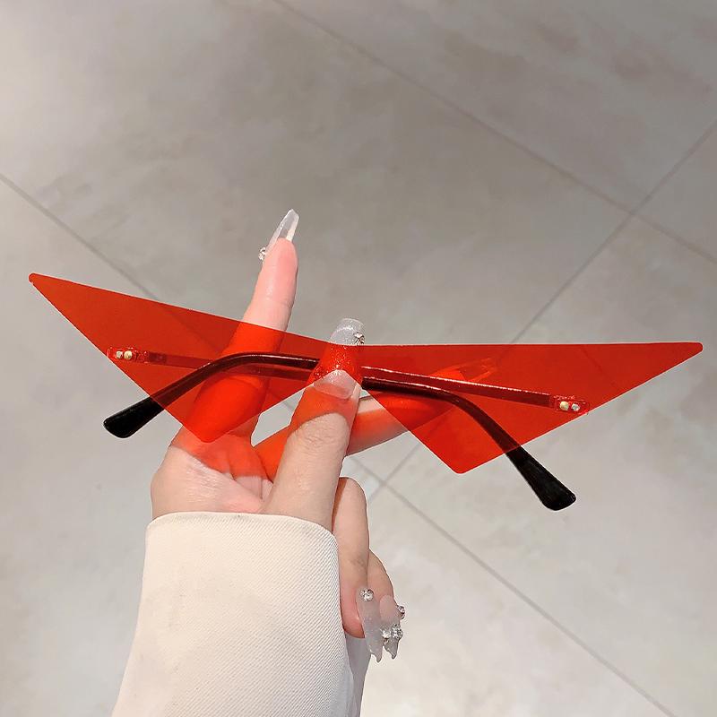 Rimless Triangle Sunglasses Men New Fashion Hip-hop Solid Color Outdoor Shades Women Trendy Brand Design Rave Sun Glasses