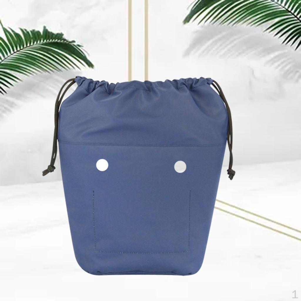 Drawstring Inner Insert Pouch Cosmetic Makeup Organizer Party Wedding Storage for Purse Keys Camping Deep Blue 28x8x40cm
