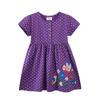 26-Year Summer New European & American Style Short Sleeve Knit Cotton Girls' Embroidered Dress