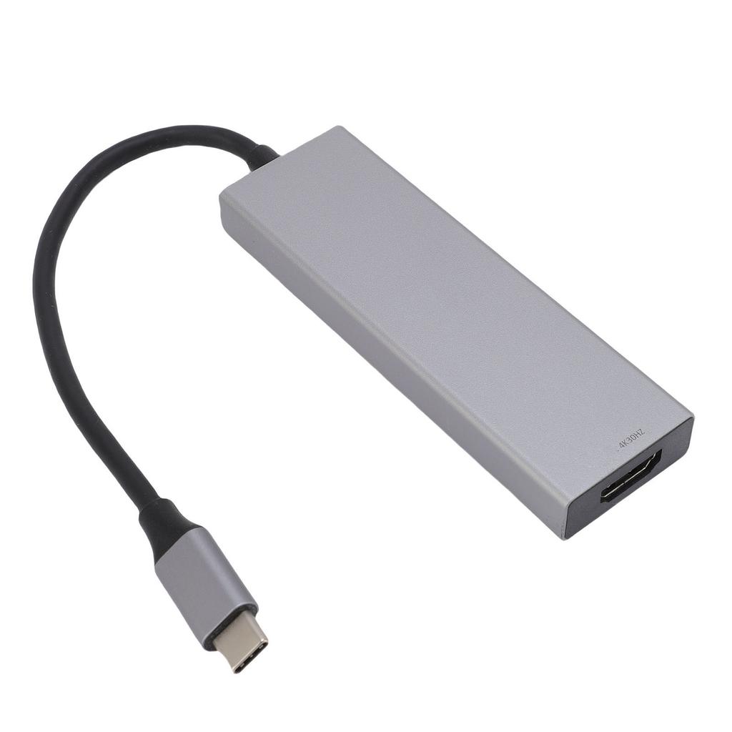 USB C Hub 5 in 1 Multiport Adapter 4K Stunning Display Type C Docking Station for Laptops Tablets Grey Aluminum Alloy