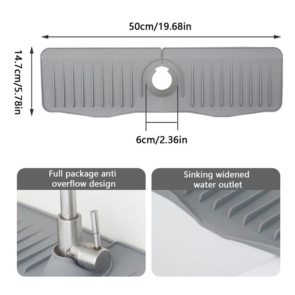 2024 New Kitchen Sink Faucet Mat, Silicone Drainage Mat Sink Tray, Sink Protector Kitchen Bathroom Sink Faucet Mat Protector