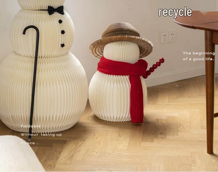 Large Nordic Paper Snowman Ornament for Storefront and Outdoor Christmas Decor